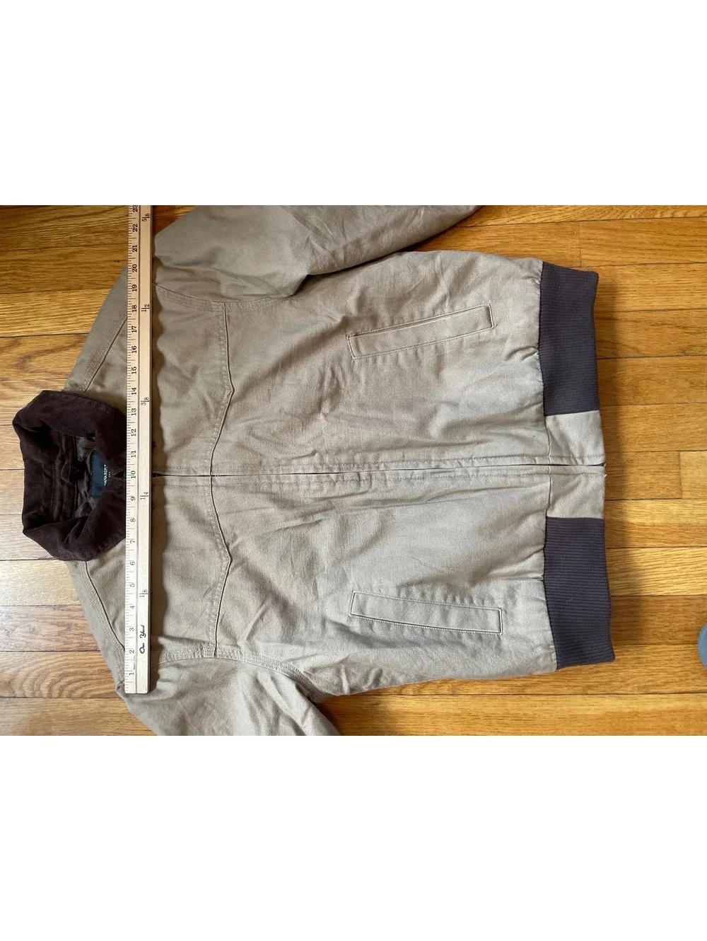 Banana Republic Tan Canvas Bomber Jacket Brown Corduroy Collar Men's Medium